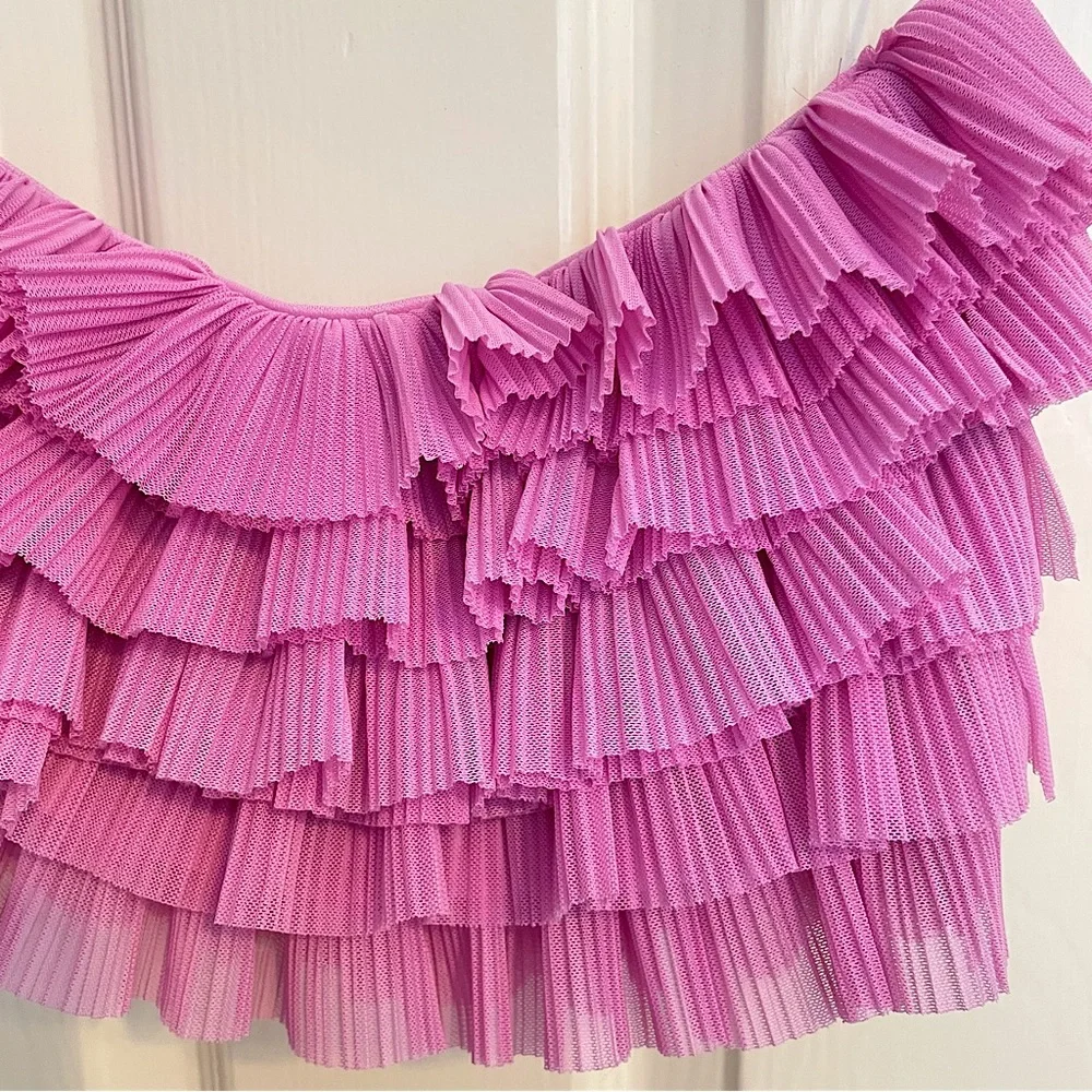 Zara Pink Ruffled Crop Top - Picture 8 of 13